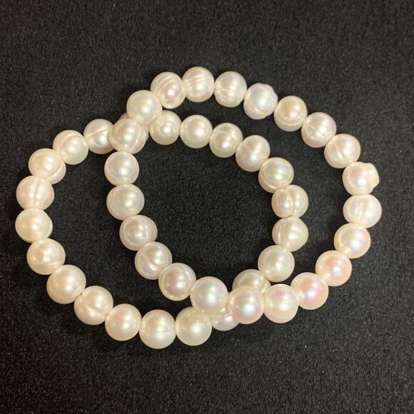 Honora Bracelet Set of Two Cultured Ringed Pearls Stretch - Picture 1 of 8